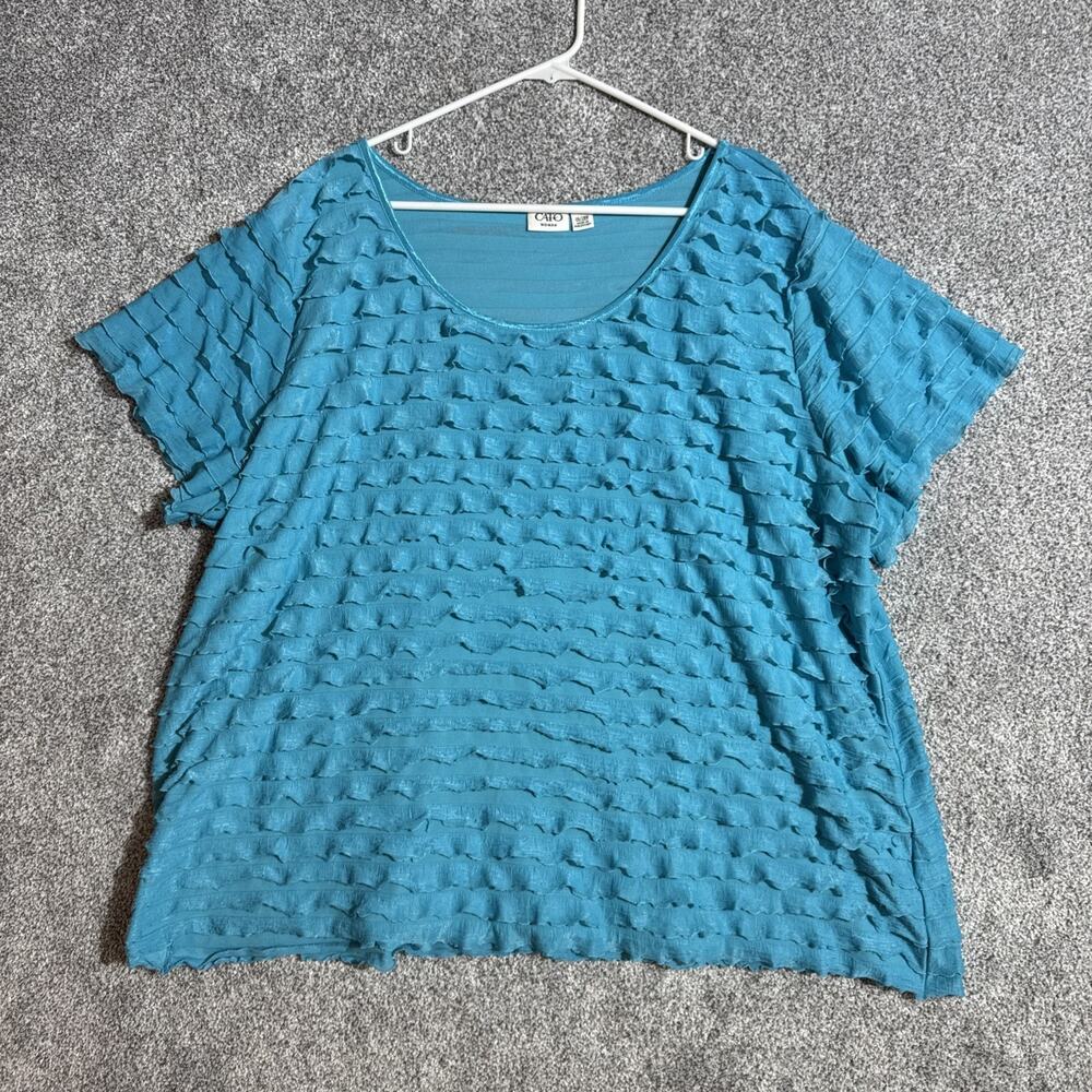 Cato Top Womens 26/28W Plus Size Textured Sheer Overlay Layered Boho Retro Style